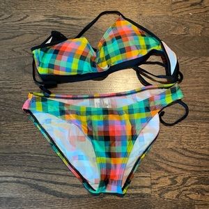 Rainbow checkered Patagonia sz M bikini